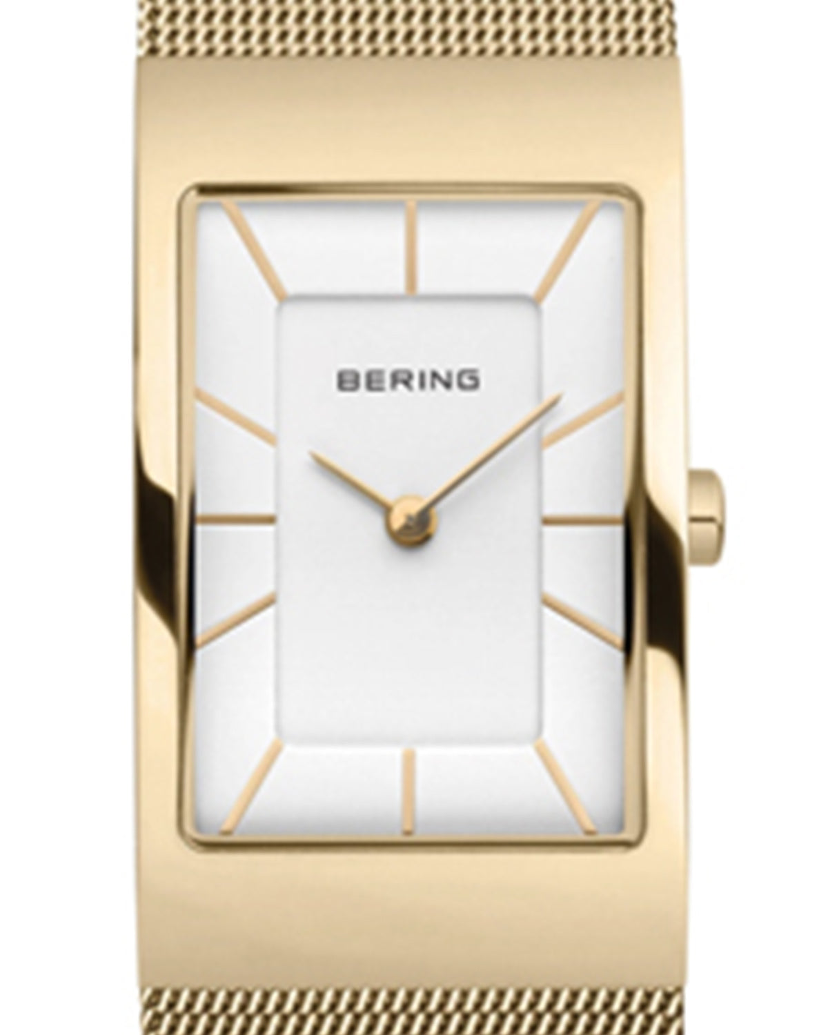 Bering Classic 38mm Polished Gold Gold Dial Stainless Steel Mesh Strap Watch