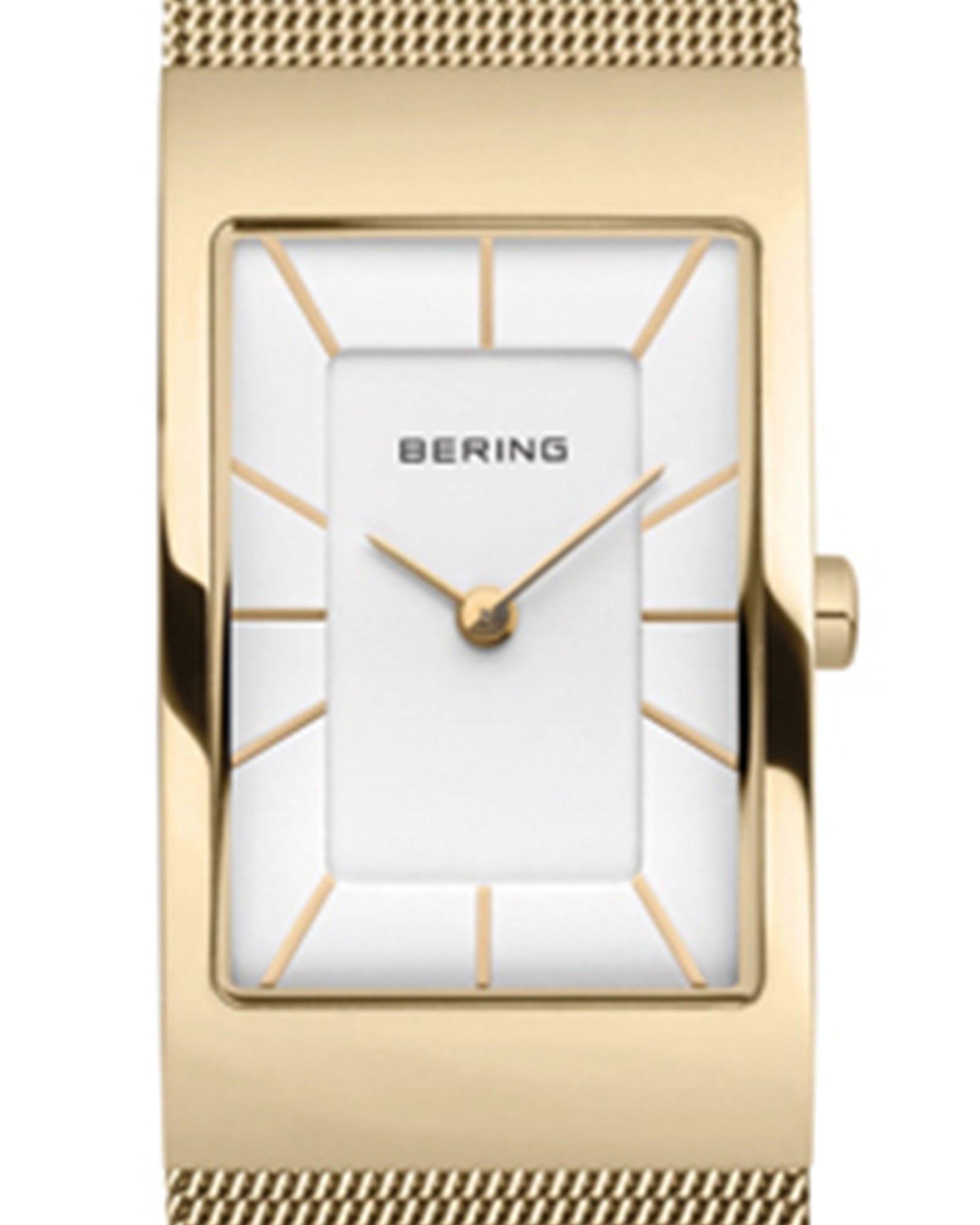 Bering Classic 38mm Polished Gold Gold Dial Stainless Steel Mesh Strap Watch