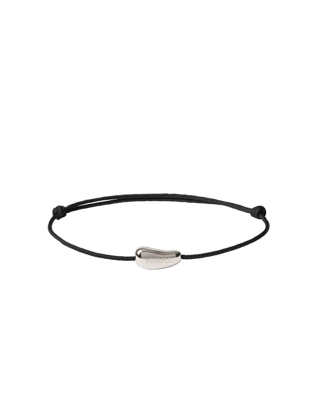 PDPAOLA Rodeo Black Cord Bracelet Silver
