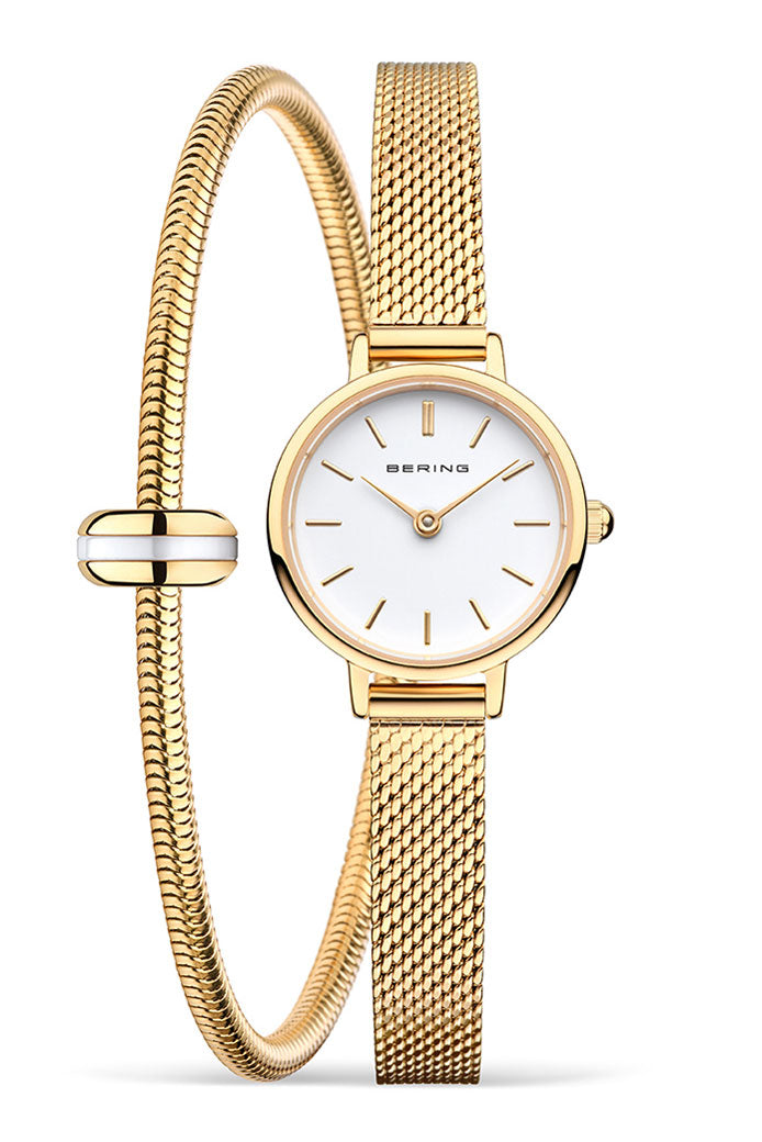 Bering Gift Set Lovely 26mm Gold Milanese Strap with Matching Bracelet Watch