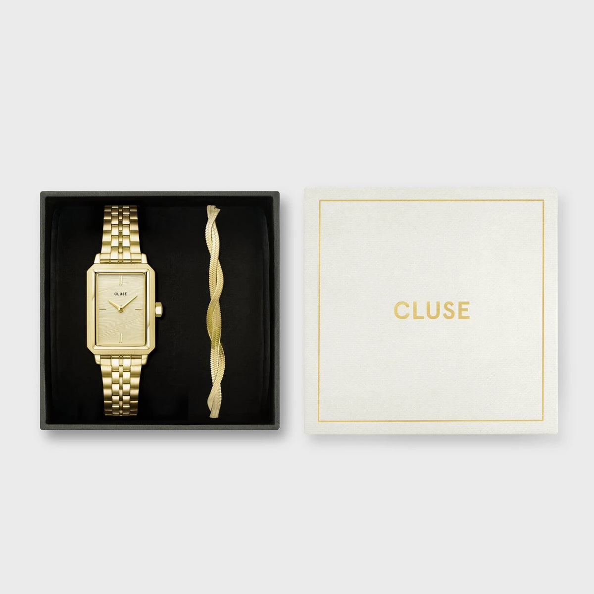 CLUSE Fluette Full Gold Link & Braided Snake Bracelet Gift Set