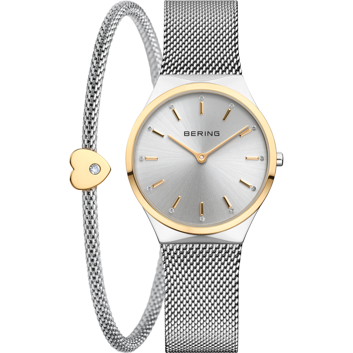 Bering Classic Gift Set 31mm Gold Silver Stainless Steel Strap with matching Bracelet Watch