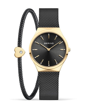 Bering Classic Gift Set 31mm Gold Black Stainless Steel Strap with Matching Bracelet Watch