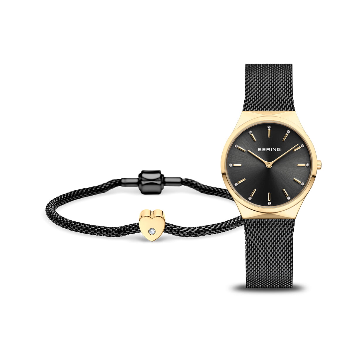 Bering Classic Gift Set 31mm Gold Black Stainless Steel Strap with Matching Bracelet Watch