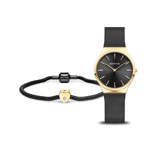 Bering Classic Gift Set 31mm Gold Black Stainless Steel Strap with Matching Bracelet Watch