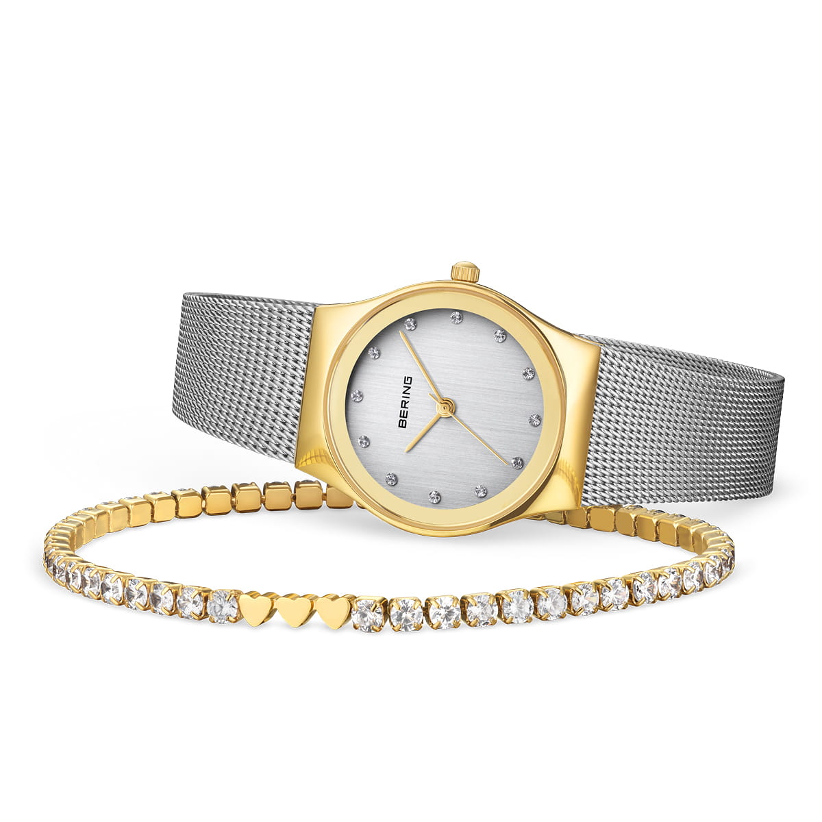 BERING Classic Polished Gold Ladies Watch Gift Set