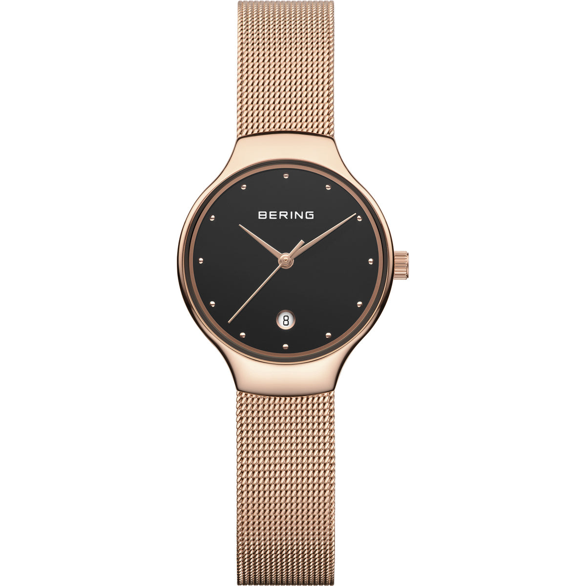 Bering Classic Polished Rose Gold Mesh Watch
