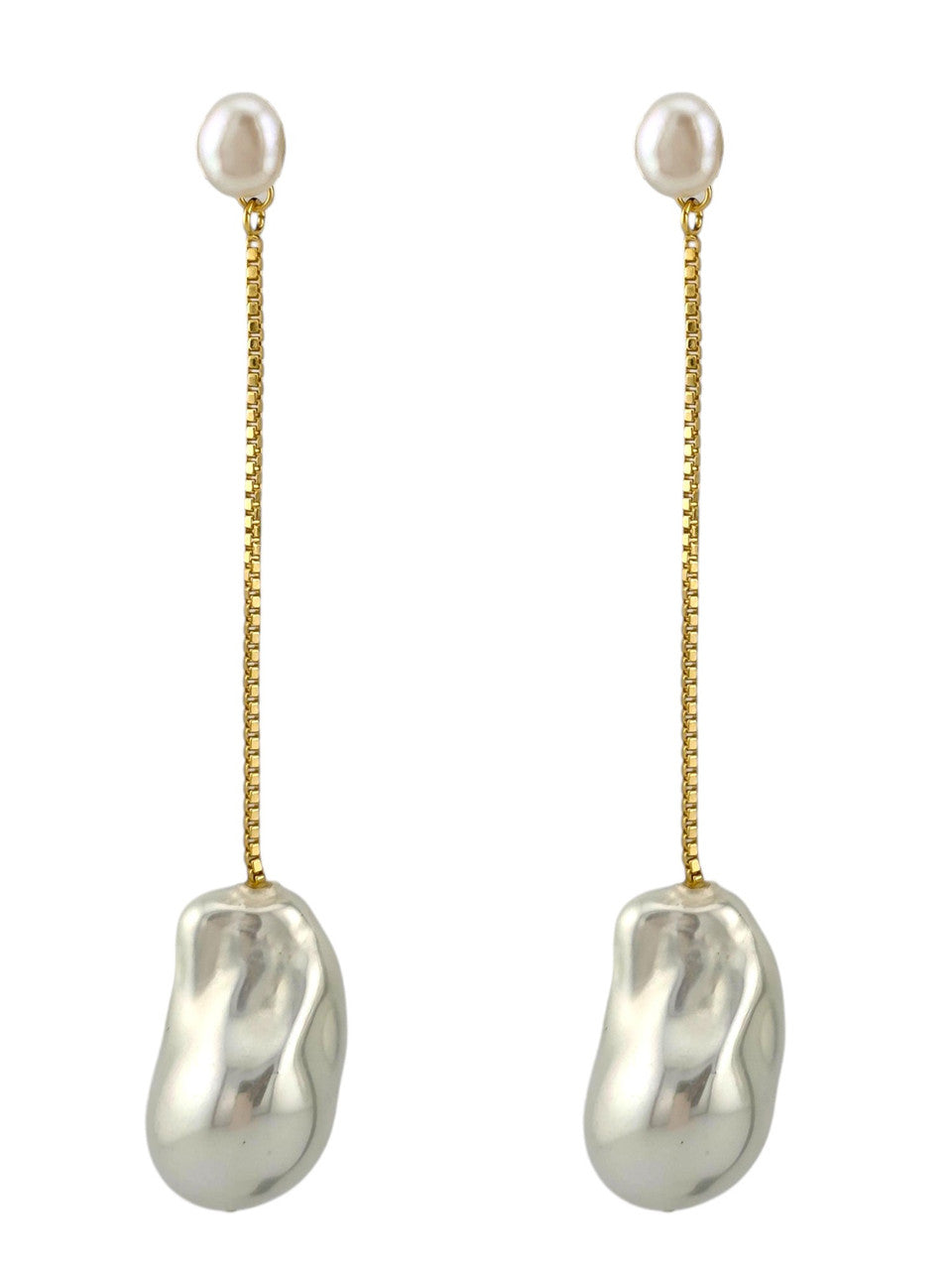 Sonne Rain Gold Chain Pearl Drop Earrings