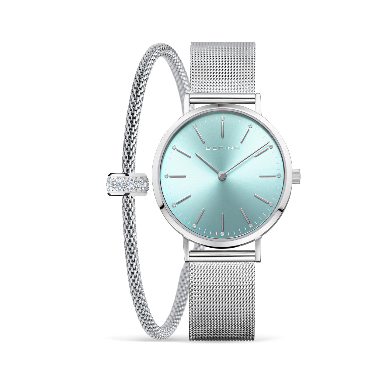 Bering Classic 34mm Polished Silver Strap Watch
