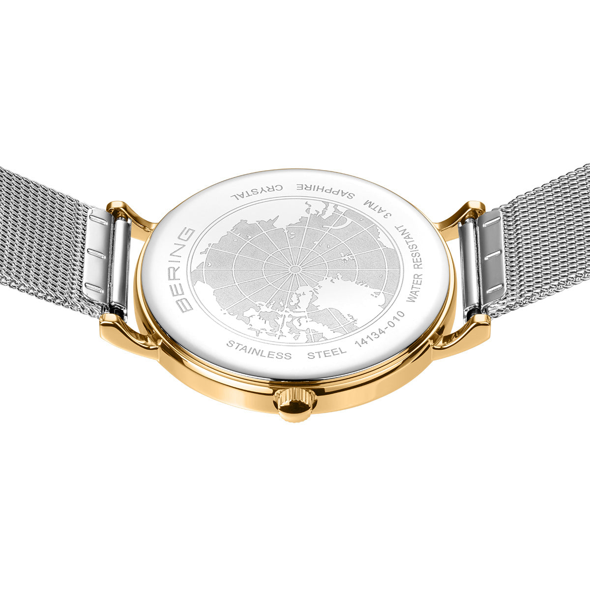 Bering Classic 34mm Polished Gold Case and Silver Strap Watch