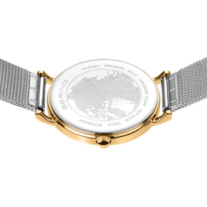 Bering Classic 34mm Polished Gold Case and Silver Strap Watch