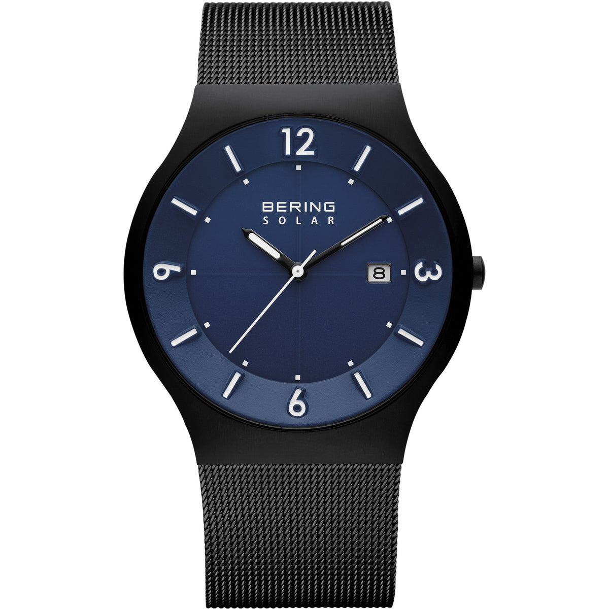 Bering Solar Brushed Black Mesh Watch