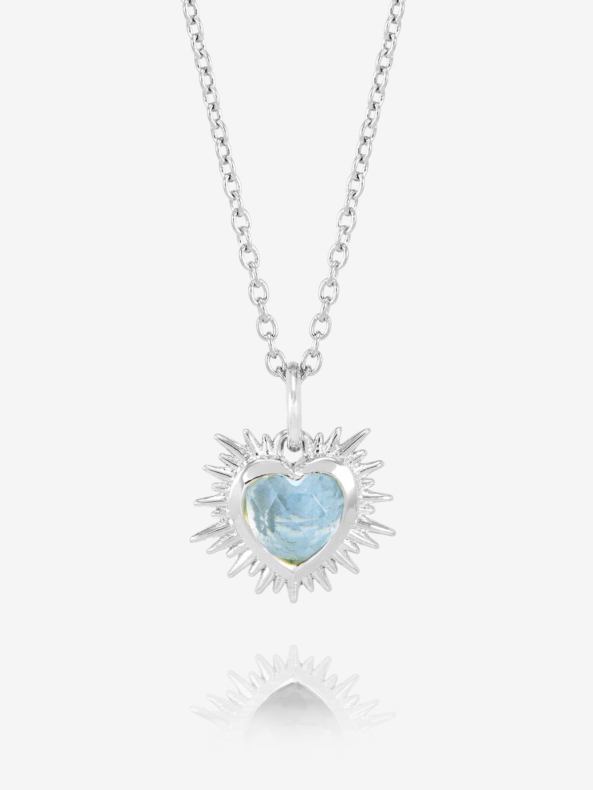 Rachel Jackson Electric Love Birthsone Heart Necklace Silver