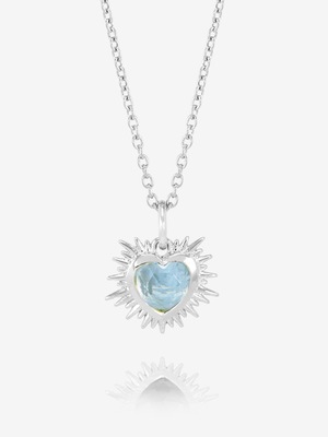 Rachel Jackson Electric Love Birthsone Heart Necklace Silver