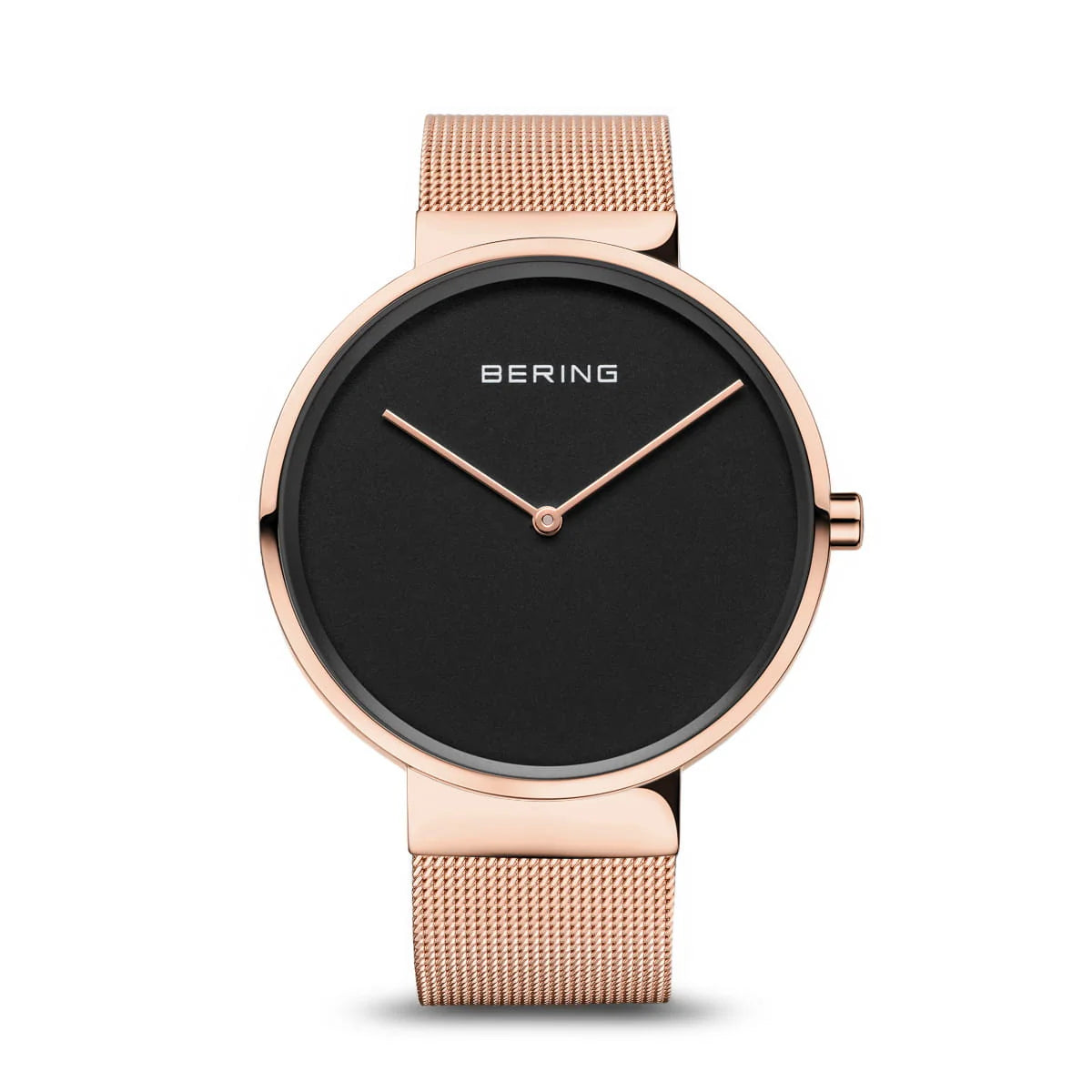 BERING Classic rose gold 39mm black dial and gold mesh 14539-362