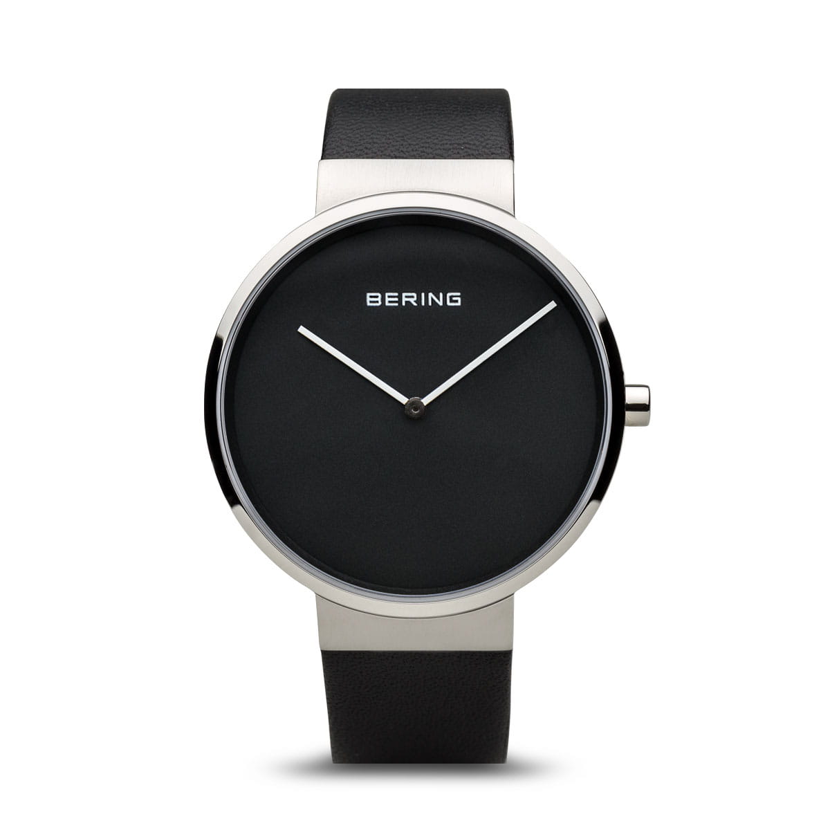 BERING Unisex Classic Silver Case Black Dial Black Milanese Strap