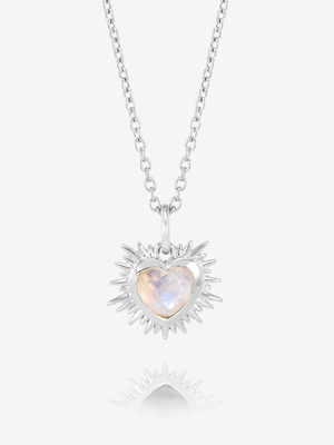 Rachel Jackson Electric Love Birthsone Heart Necklace Silver