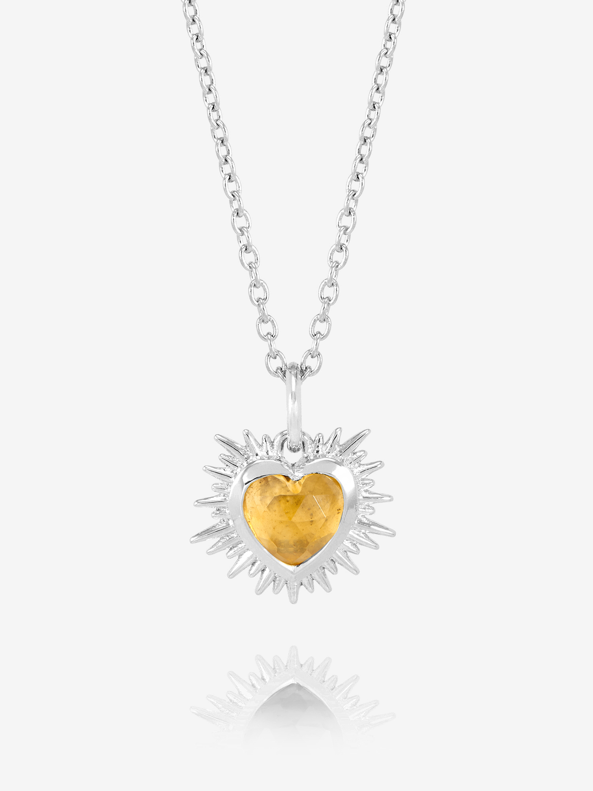 Rachel Jackson Electric Love Birthsone Heart Necklace Silver