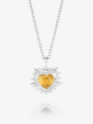 Rachel Jackson Electric Love Birthsone Heart Necklace Silver