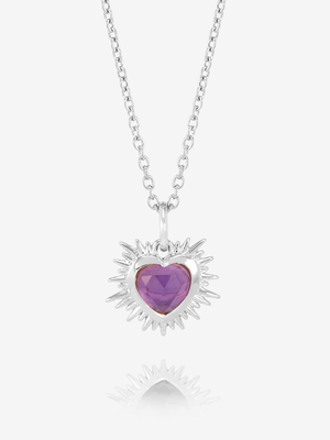 Rachel Jackson Electric Love Birthsone Heart Necklace Silver