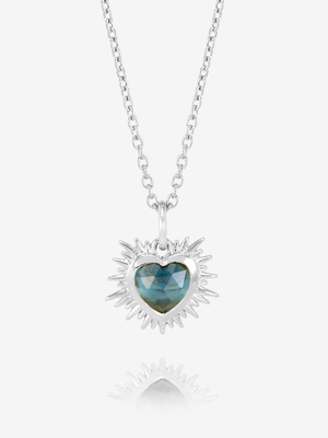 Rachel Jackson Electric Love Birthsone Heart Necklace Silver