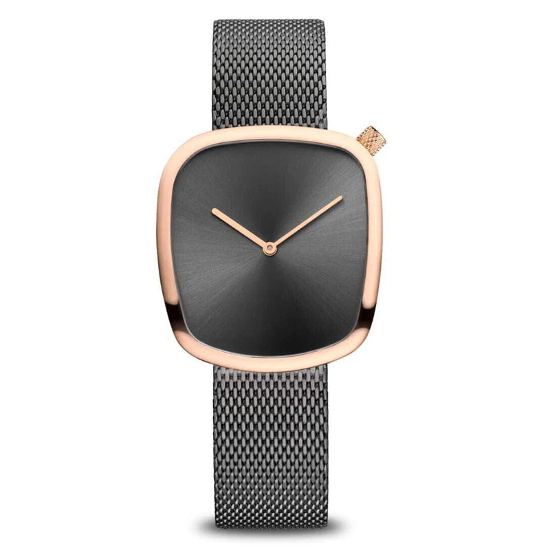 BERING Pebble Grey Rose Gold 37mm Dial Mesh 18034-369