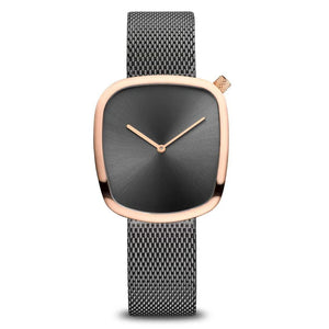BERING Pebble Grey Rose Gold 37mm Dial Mesh 18034-369