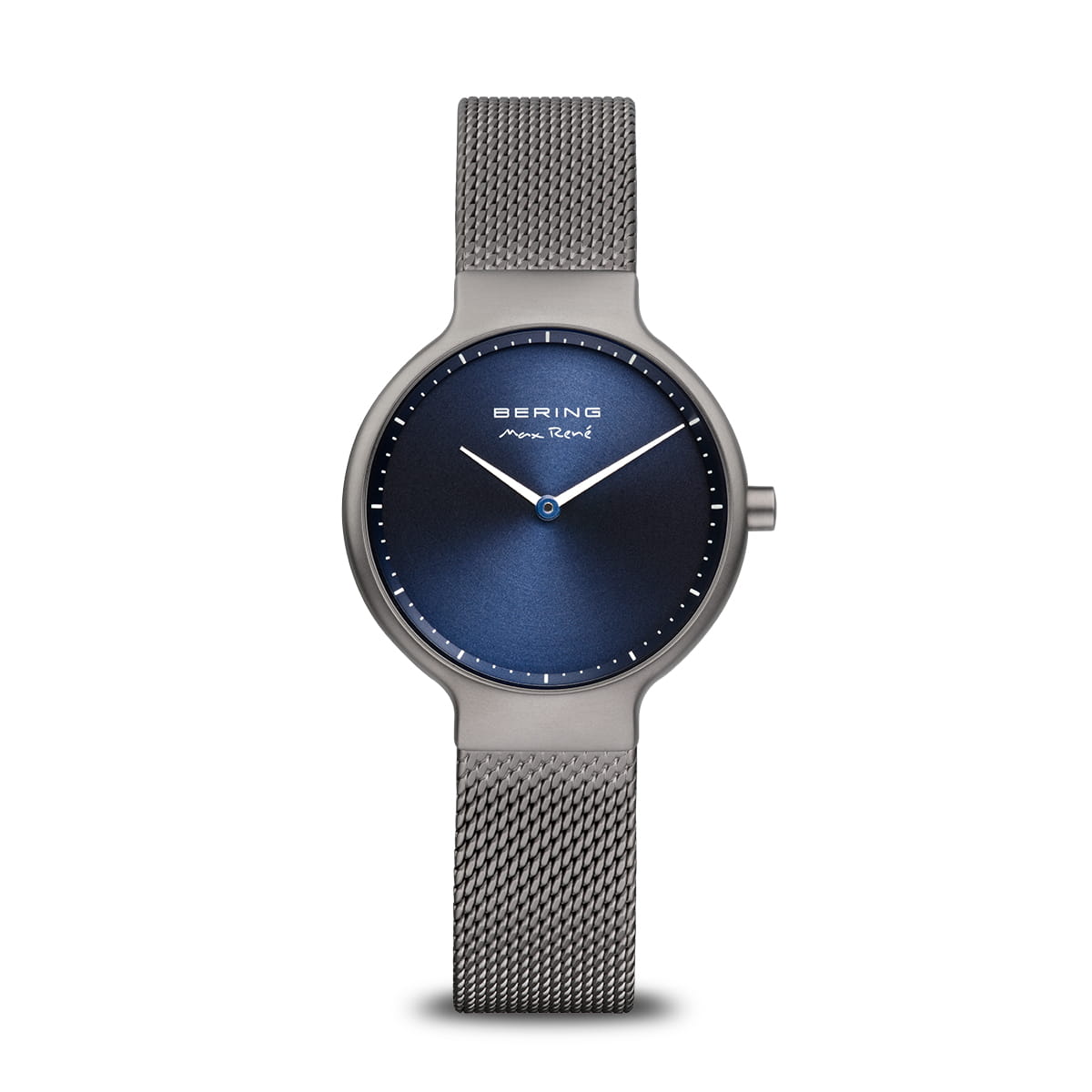BERING Ladies Max René Collection Grey Case Sunray Blue Dial Milanese Grey Strap 15531-077