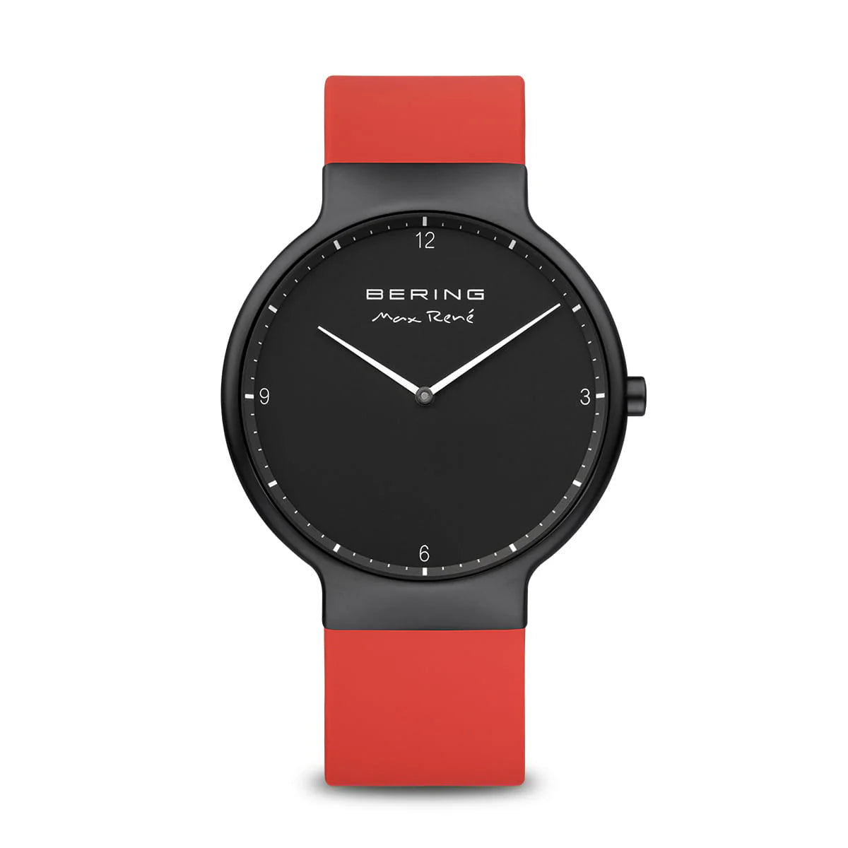 BERING Gents Max René Collection Black Case Black Dial Silicone Red Strap 15540-523