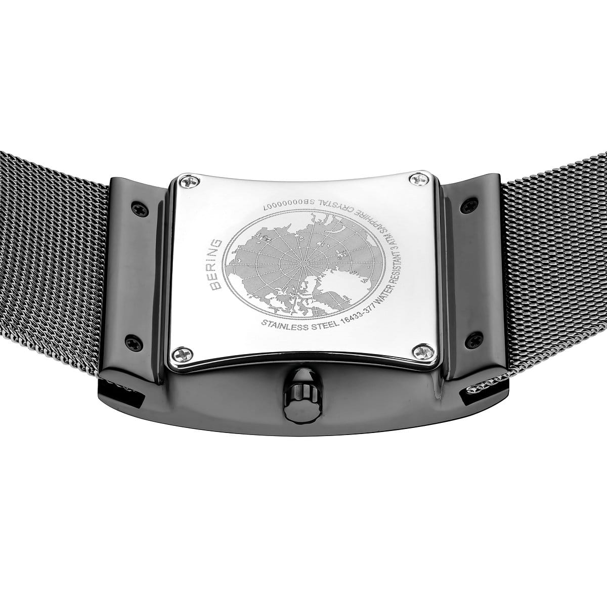 BERING Mens Silim Solar Rectangular Watch Black Dial &amp; Strap 16433-377