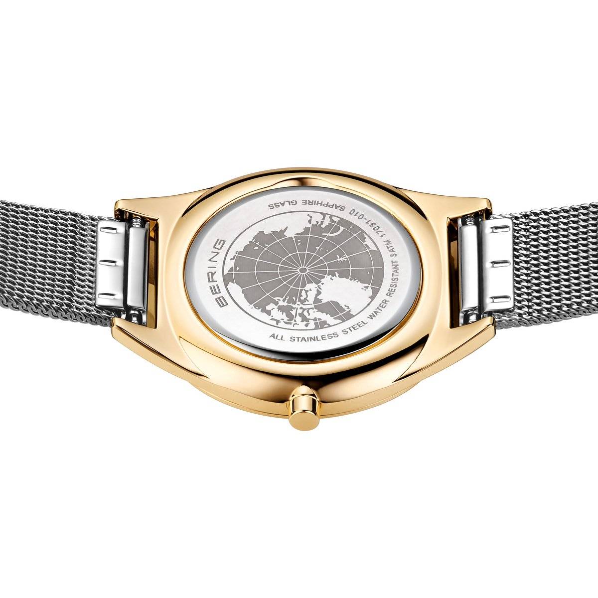 Bering Ladies Ultra Slim Watch Silver Dial &amp; Strap Gold Case 17031-010
