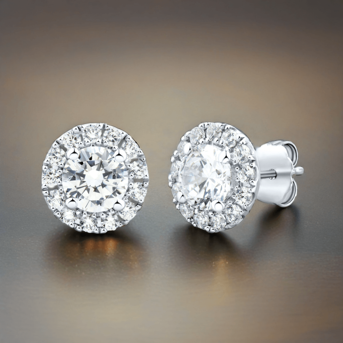14KW 2CTW AGI Certified Lab Grown Diamond Halo Earrings