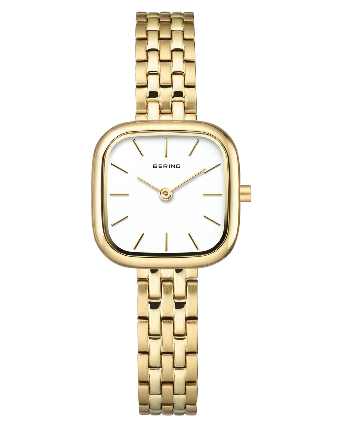 Bering Classic Ladies 26mm Square Case Gold Metal Strap Watch