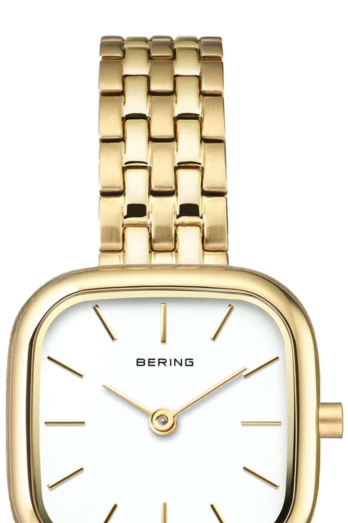 Bering Classic Ladies 26mm Square Case Gold Metal Strap Watch