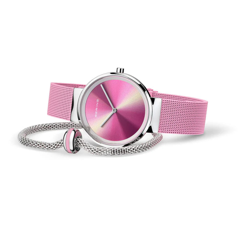 BERING Aurora Borealis Gift Set Pink 31mm Matching Bracelet 19031-999-GWP
