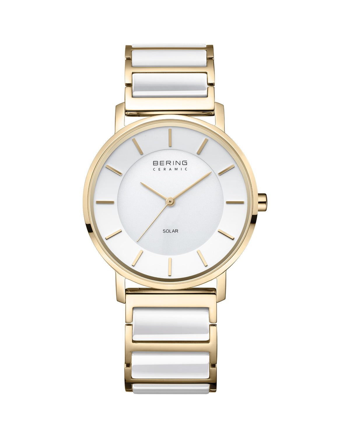 Bering Solar 41mm White Dial Two Tone Ceramic Strap Watch