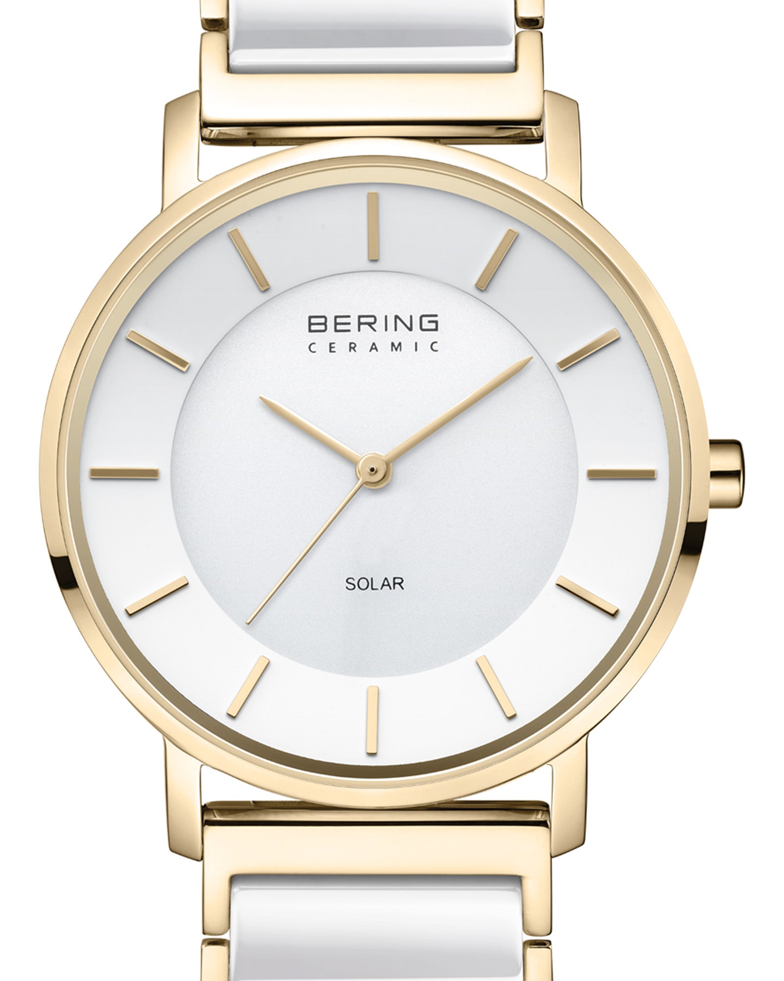 Bering Solar 41mm White Dial Two Tone Ceramic Strap Watch