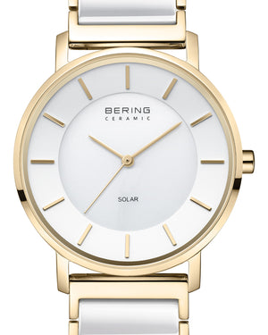 Bering Solar 41mm White Dial Two Tone Ceramic Strap Watch