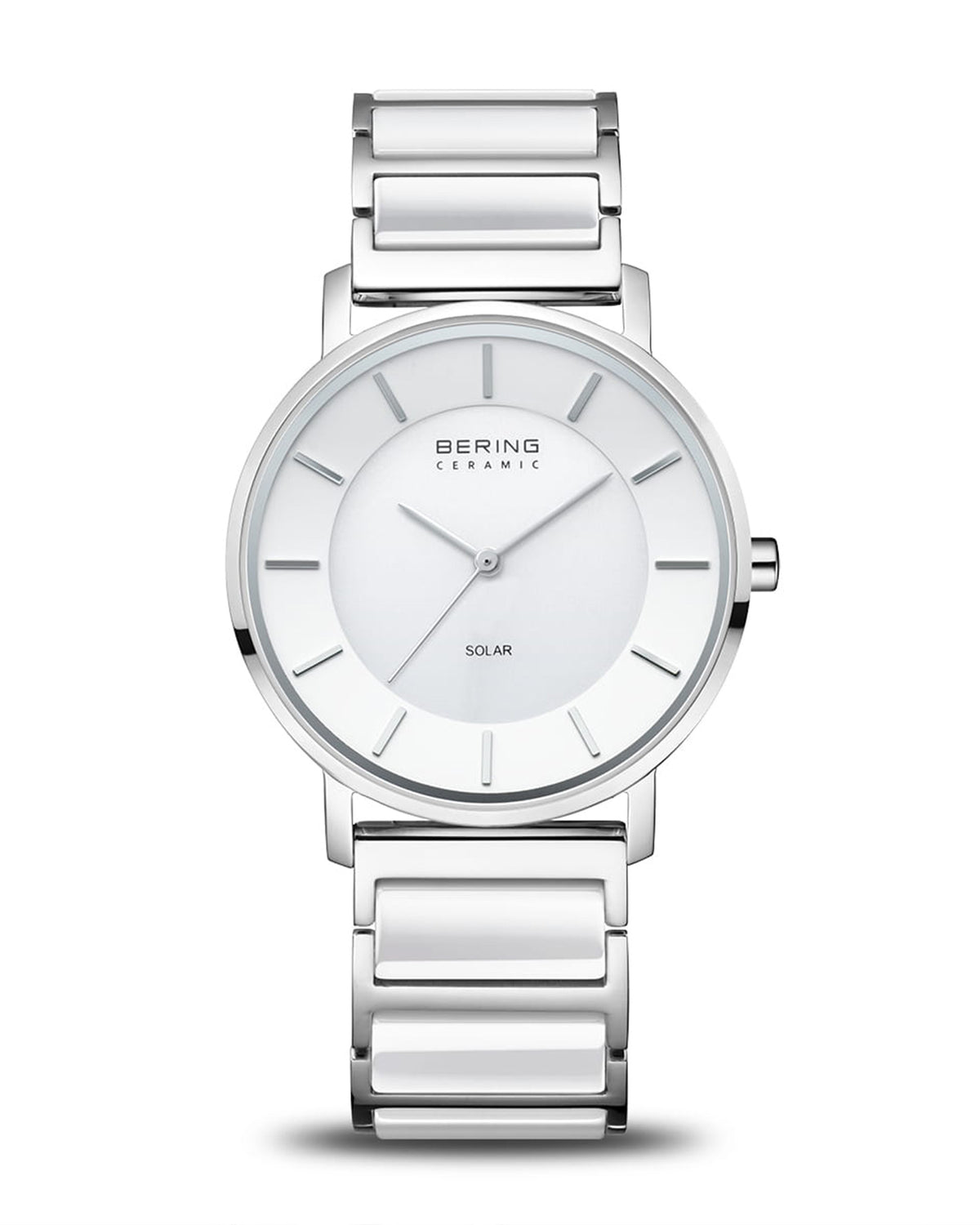Bering Solar 41mm White Dial White Ceramic Strap Watch