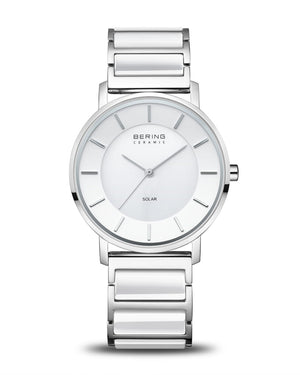 Bering Solar 41mm White Dial White Ceramic Strap Watch