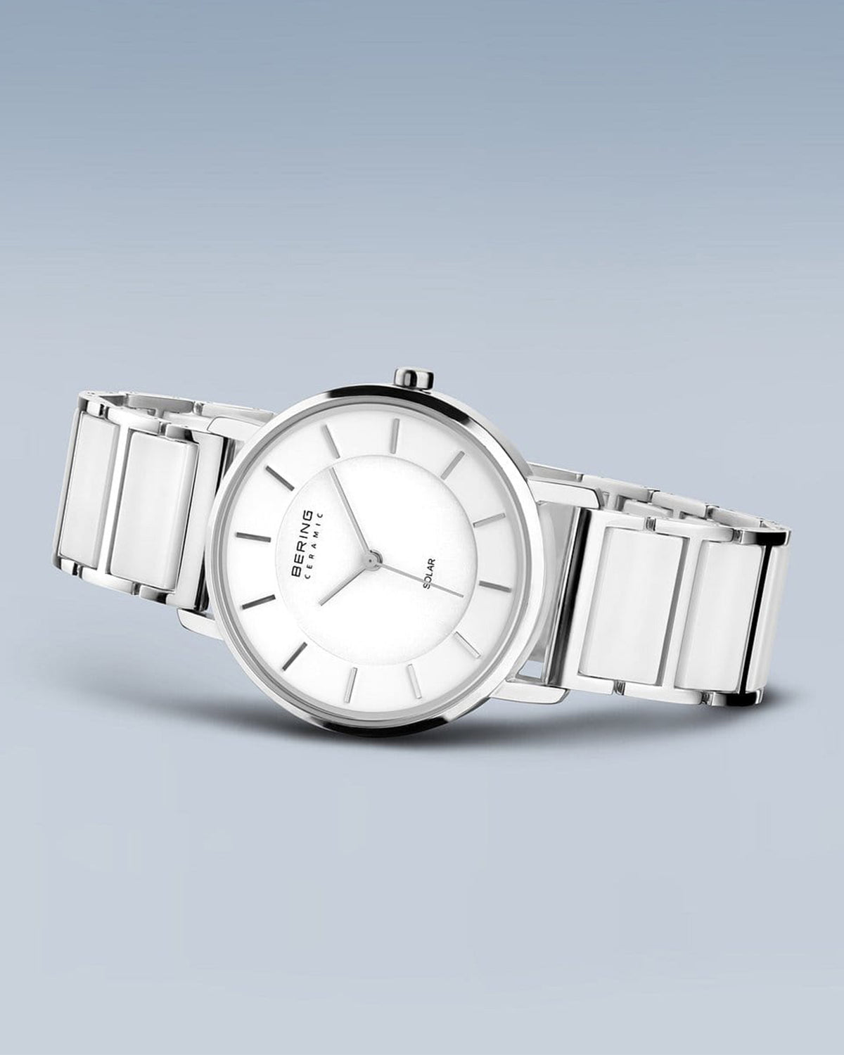 Bering Solar 41mm White Dial White Ceramic Strap Watch