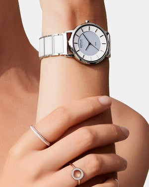 Bering Solar 41mm White Dial White Ceramic Strap Watch