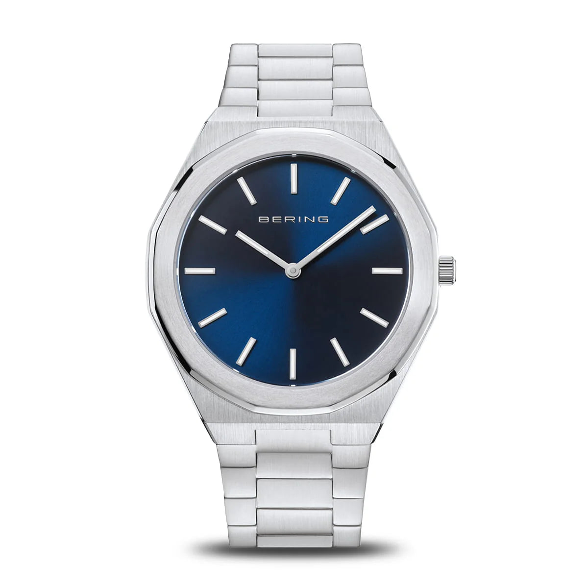 BERING Classic Polished Brushed Silver 41mm Mens Watch 19641-707