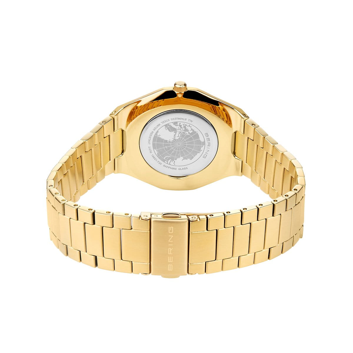 Bering Mens Classic Polished 41mm Gold Strap Watch