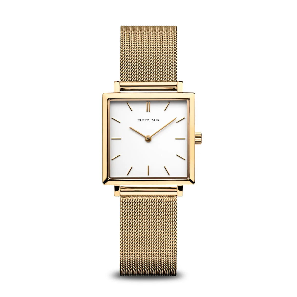 BERING Classic Gold Square White 26mm Dial Gold Milanese 18226-334