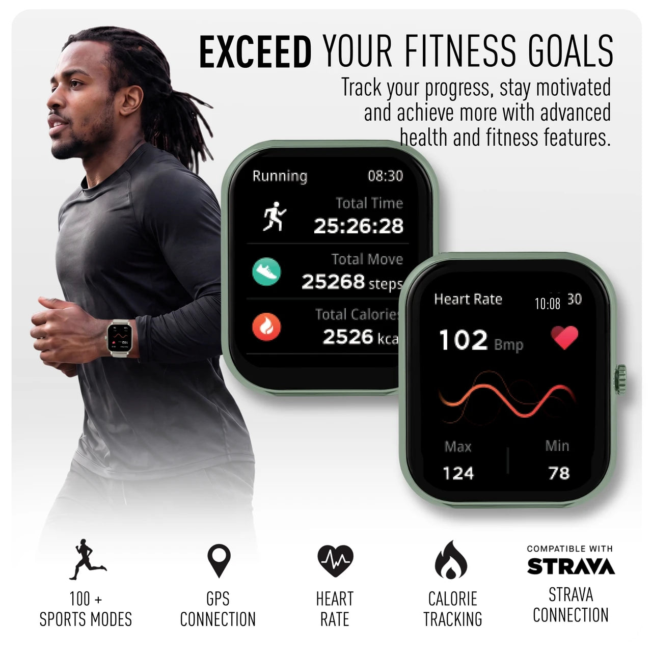 Reflex Active NEXUS 100S LITE - Green Case & Silicone Strap