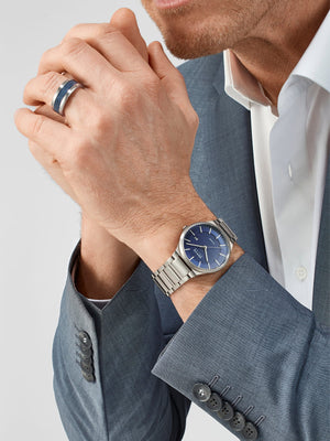 Bering Solar 39mm Silver Titanium Links Strap Watch