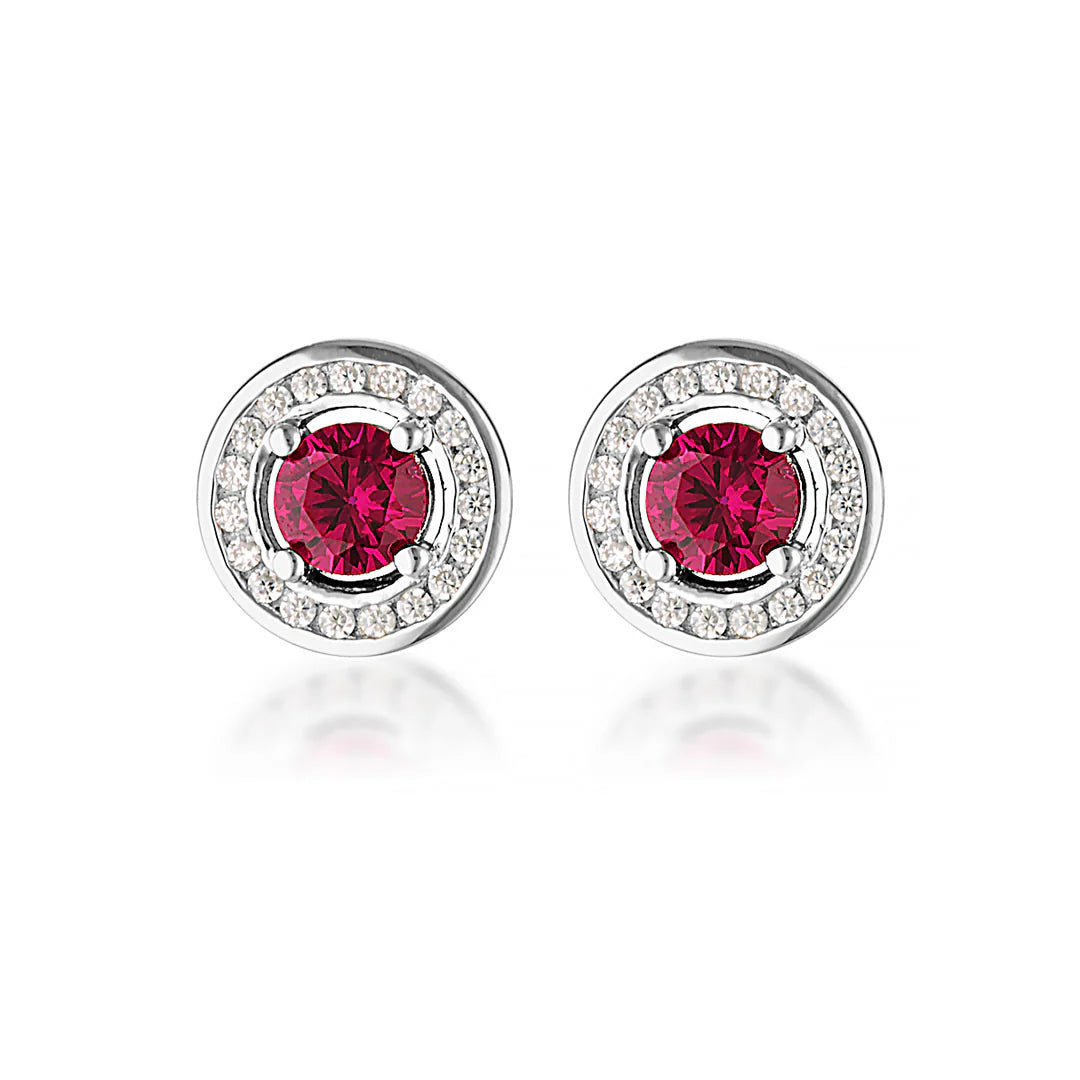 Georgini &#39;Milestone&#39; Red Cubic Zirconia Halo Stud Earrings IE1164R