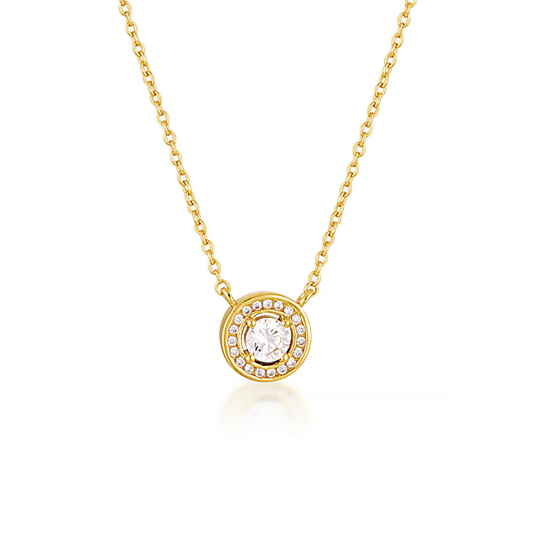 Georgini &#39;Milestone&#39; Gold Tone Cubic Zirconia Halo Pendant IP1164G