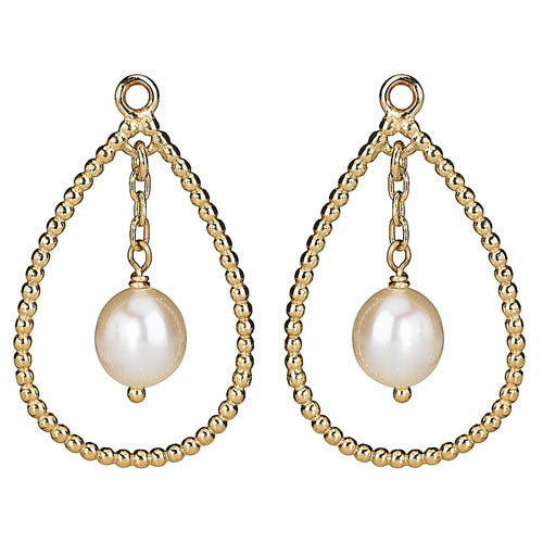 14K Gold Pearl Beaded Earring Charm 250408P